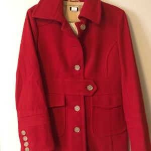 J Crew Fire Engine Red Wool Coat